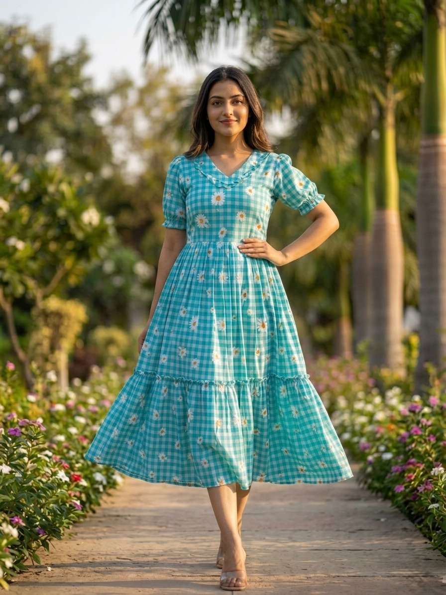 KA 1257 SILK PREETY SUMMER WEAR LADIES ONE PIECE DRESS