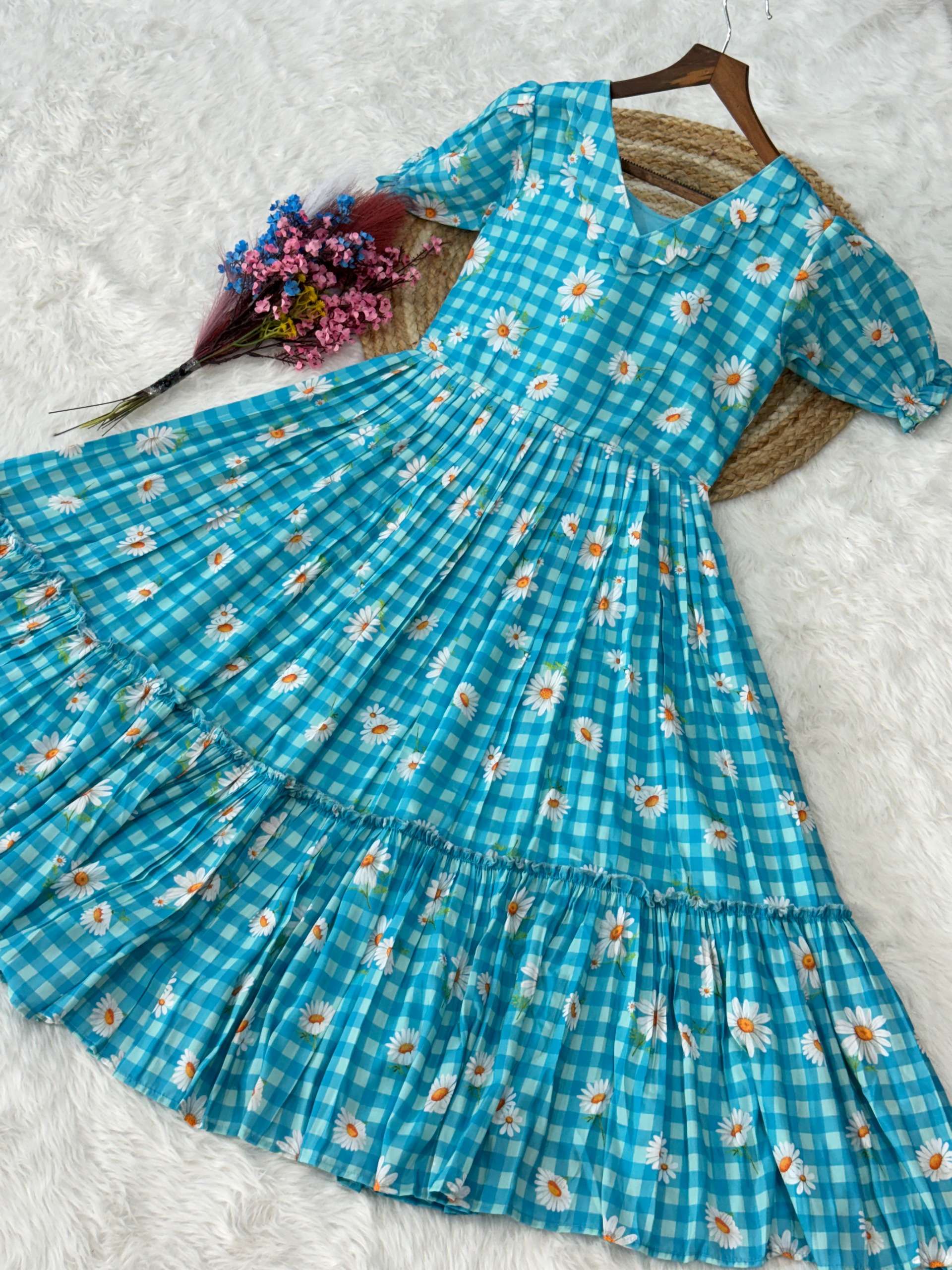 KA 1257 SILK PREETY SUMMER WEAR LADIES ONE PIECE DRESS