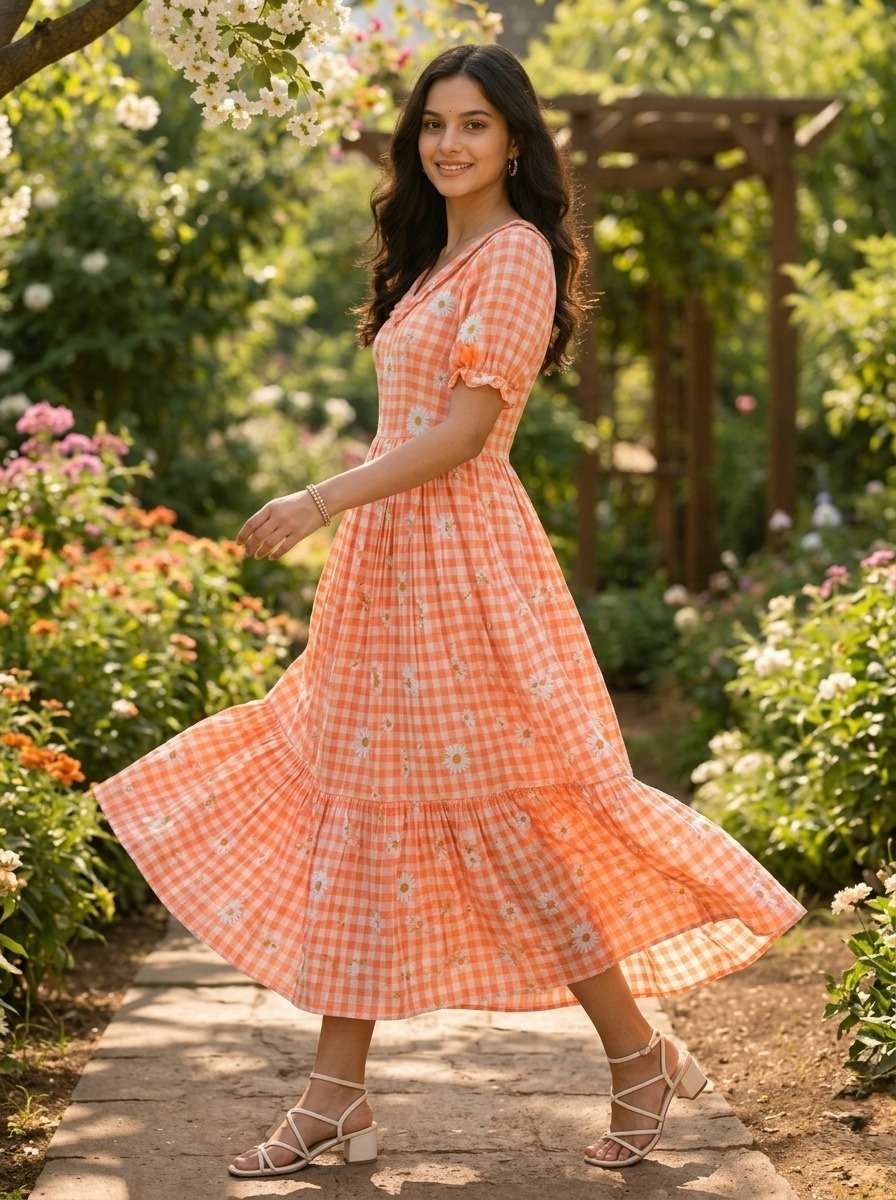 KA 1257 SILK PREETY SUMMER WEAR LADIES ONE PIECE DRESS