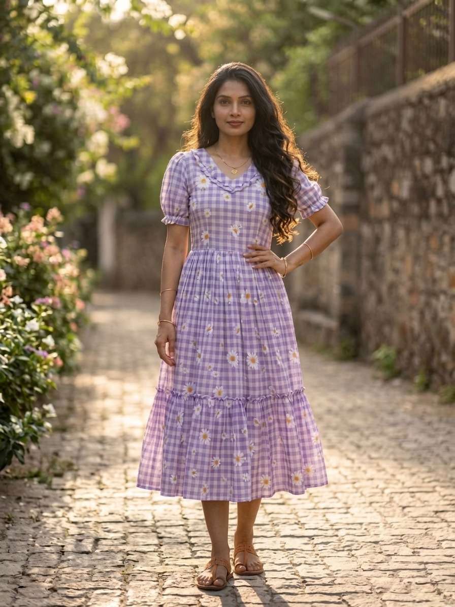 KA 1257 SILK PREETY SUMMER WEAR LADIES ONE PIECE DRESS