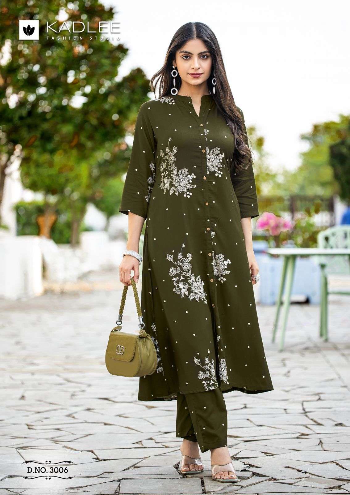 KADLEE FASHION KARNAEE RAYON PRINT A LINE STYLE KURTI WITH BOTTOM PAIR 