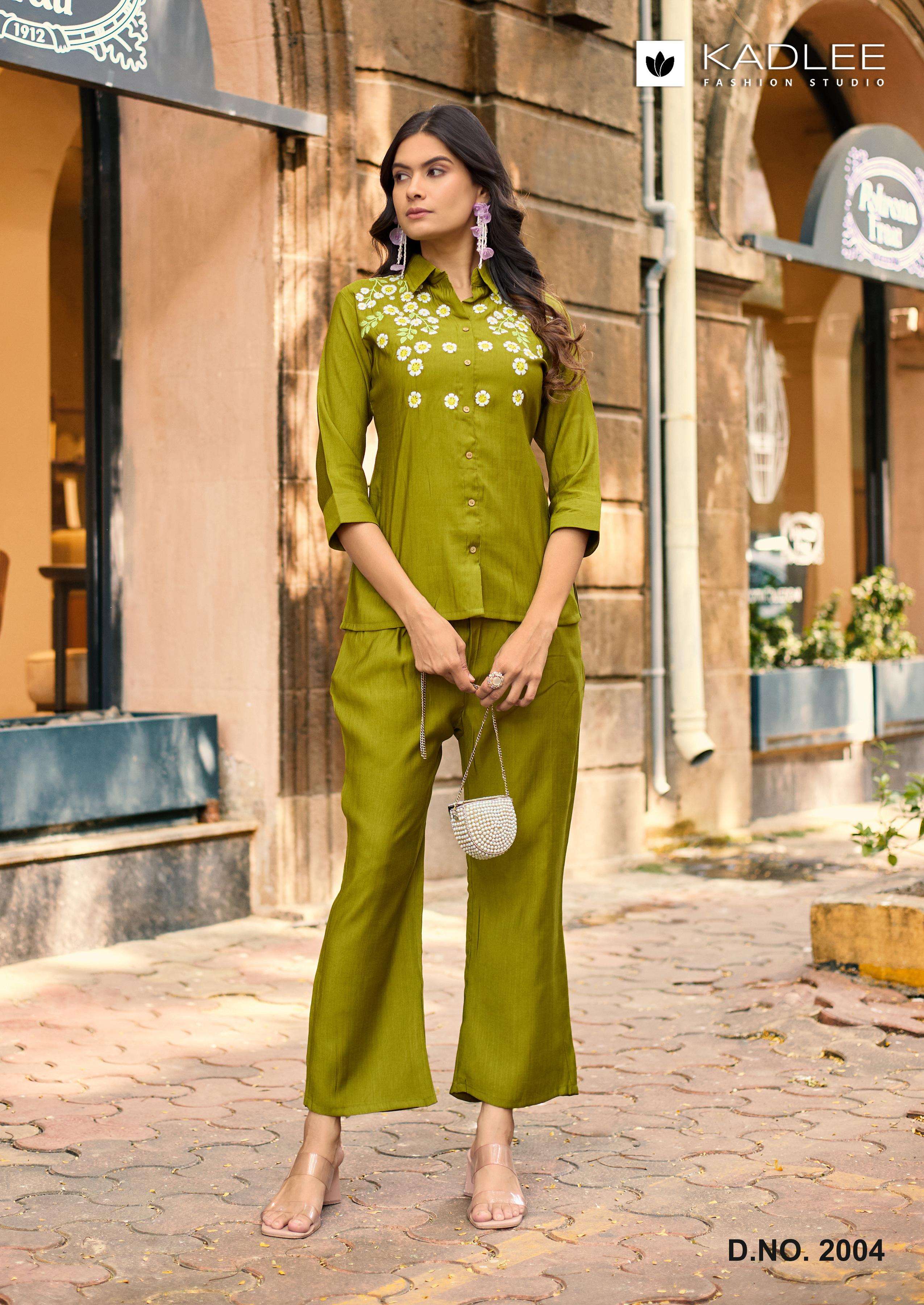 KADLEE FASHION MARTINA VISCOSE FANCY WORKS LADIES CO-ORD SET