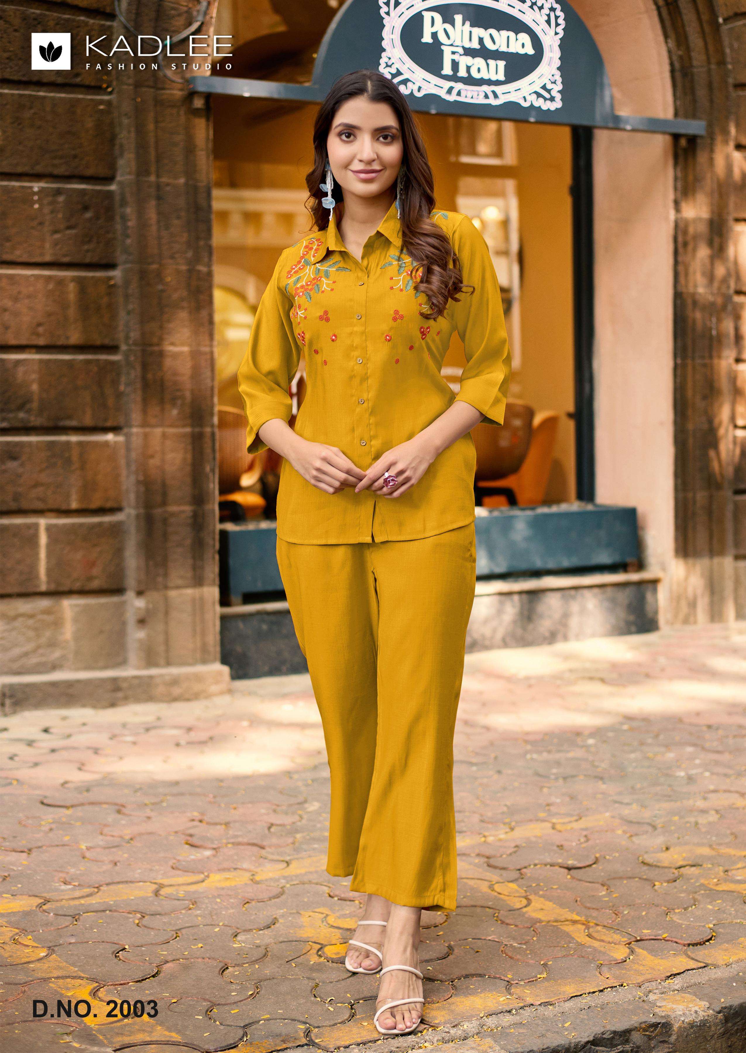 KADLEE FASHION MARTINA VISCOSE FANCY WORKS LADIES CO-ORD SET