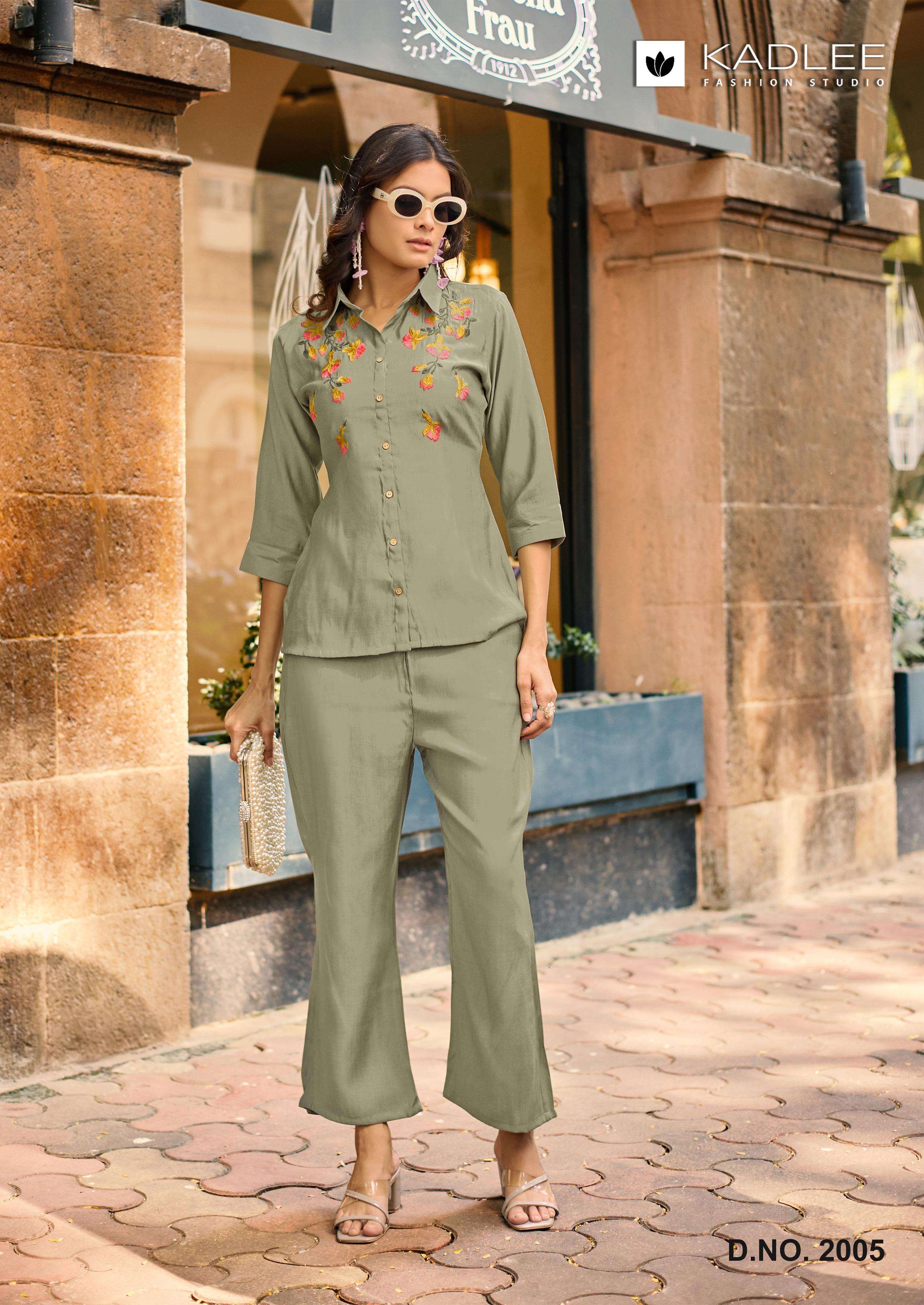 KADLEE FASHION MARTINA VISCOSE FANCY WORKS LADIES CO-ORD SET