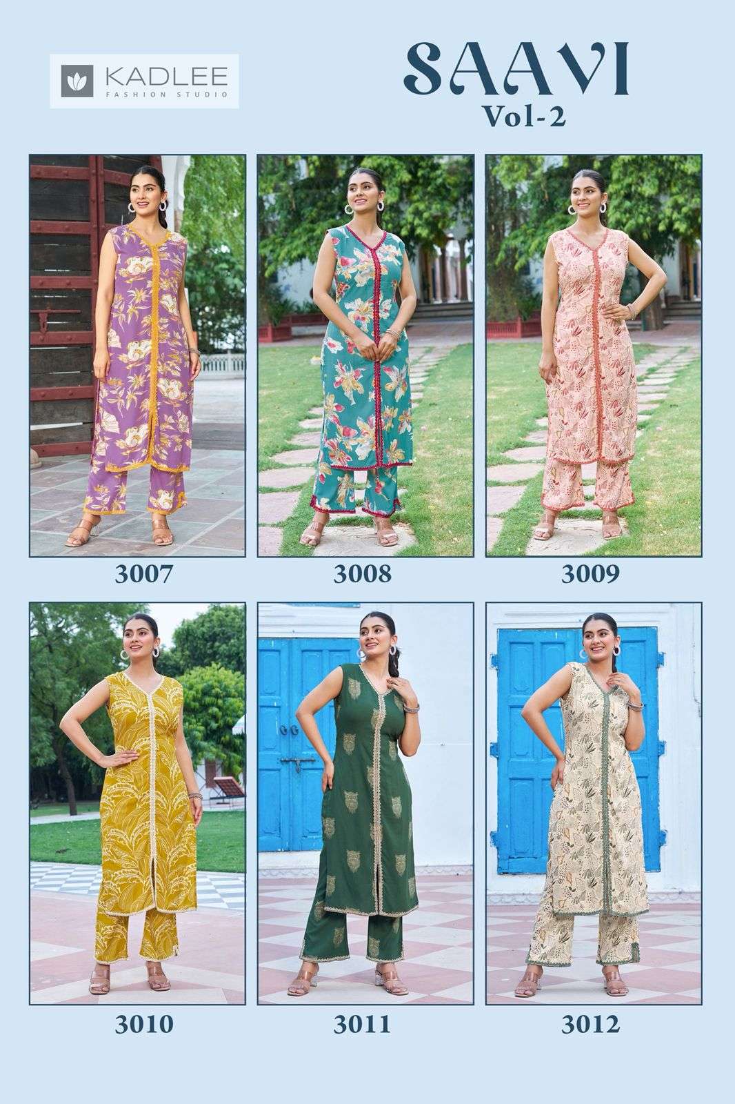 KADLEE FASHION SAAVI VOL 2 RAYON PRINT FANCY LADIES KURTI WITH BOTTOM PAIR 