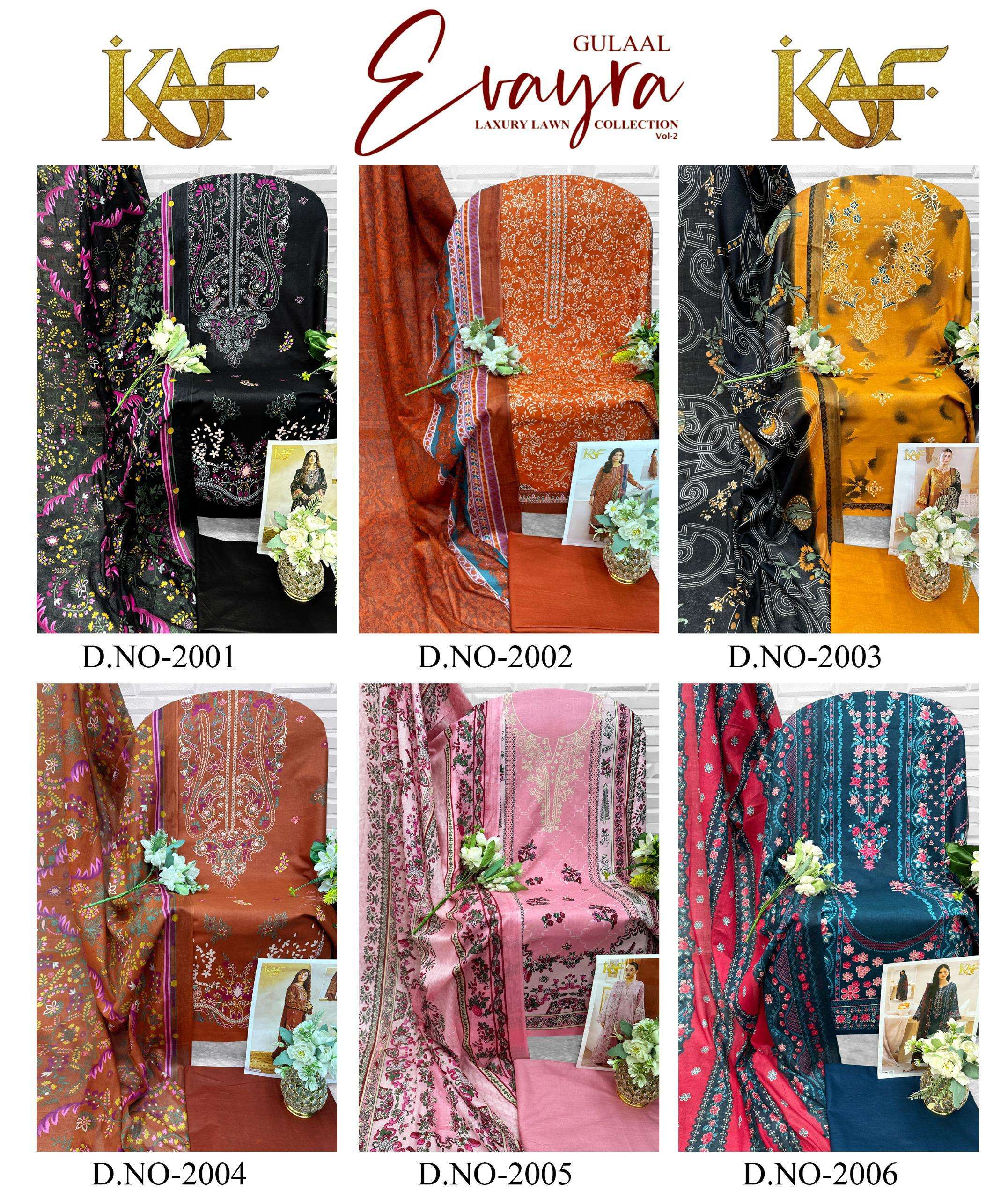KAF FABRIC EVAYRA GULAAL LUXURY LAWN COLLECTION VOL 2 DIGITAL PRINT COTTON SALWAR SUIT