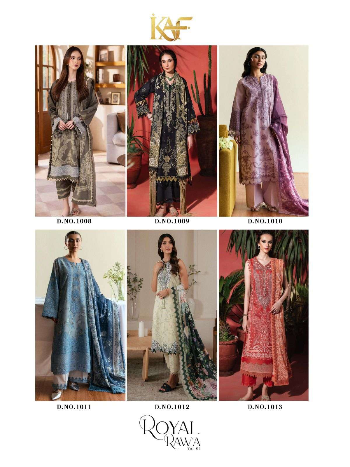 KAF FABRIC ROYAL RAWA VOL 1 COTTON DIGITAL KARACHI PRINTS SALWAR SUIT