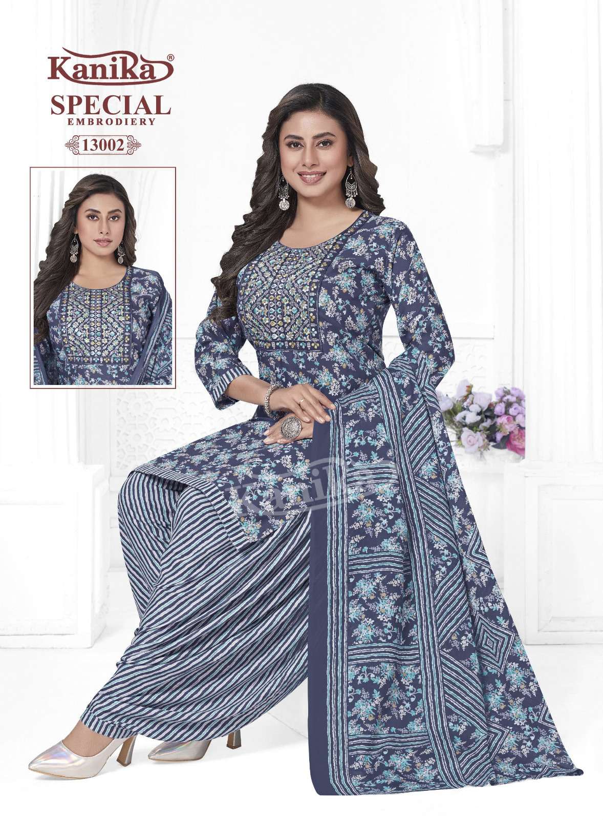 KANIKA SPECIAL EMBROIDERY VOL 13 COTTON PRINTED PATIYALA SUIT
