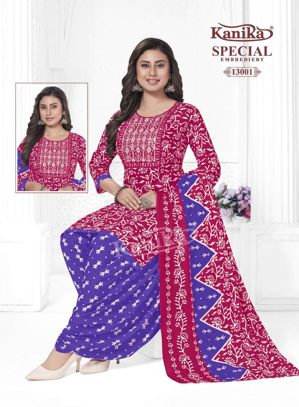 KANIKA SPECIAL EMBROIDERY VOL 13 COTTON PRINTED PATIYALA SUIT