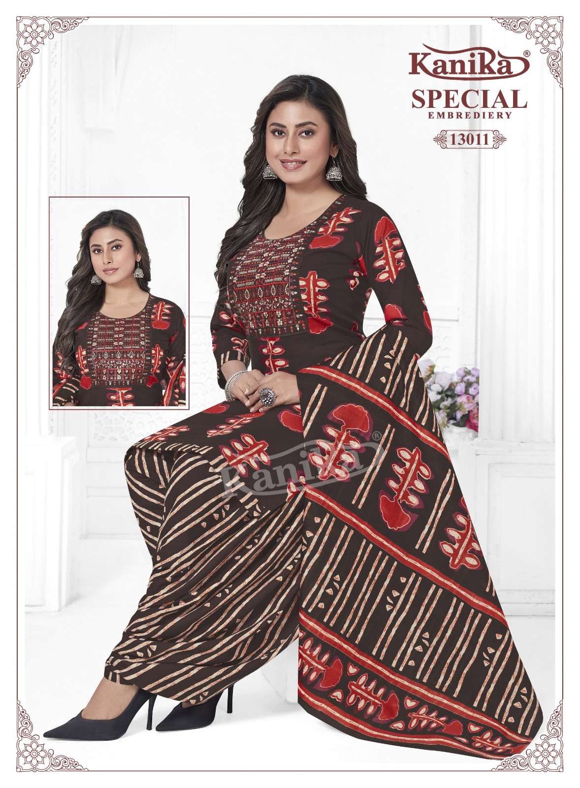 KANIKA SPECIAL EMBROIDERY VOL 13 COTTON PRINTED PATIYALA SUIT