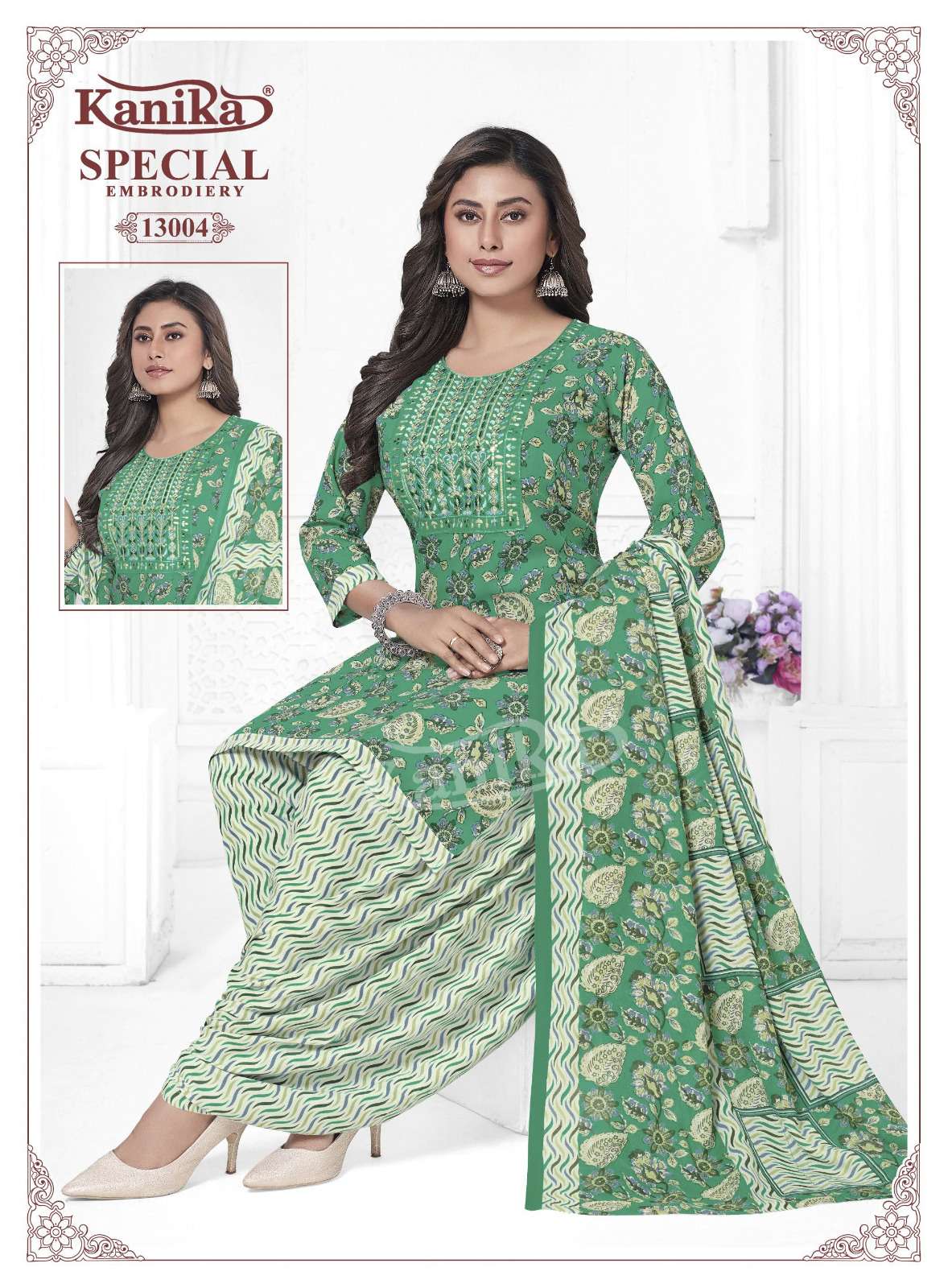 KANIKA SPECIAL EMBROIDERY VOL 13 COTTON PRINTED PATIYALA SUIT