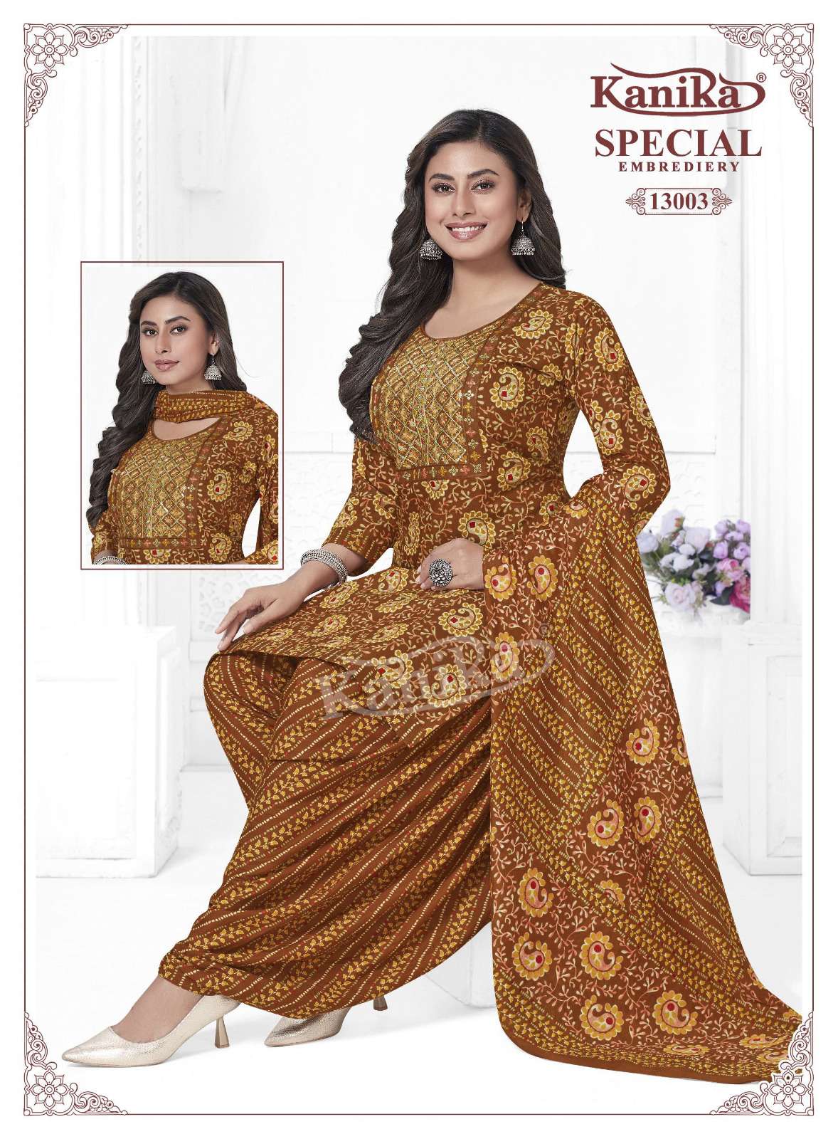 KANIKA SPECIAL EMBROIDERY VOL 13 COTTON PRINTED PATIYALA SUIT