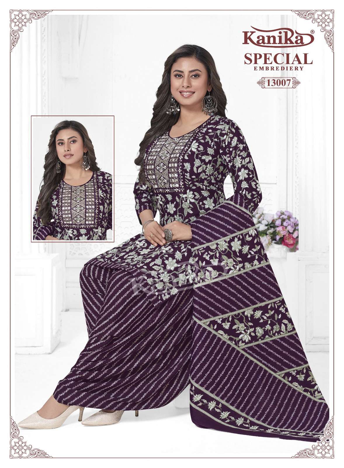 KANIKA SPECIAL EMBROIDERY VOL 13 COTTON PRINTED PATIYALA SUIT