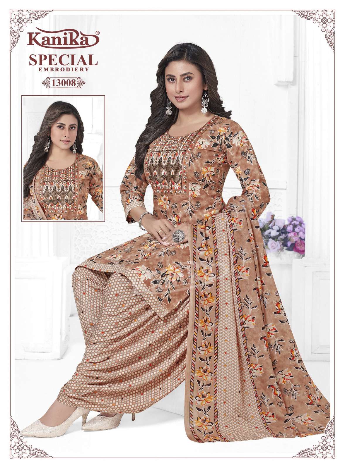 KANIKA SPECIAL EMBROIDERY VOL 13 COTTON PRINTED PATIYALA SUIT