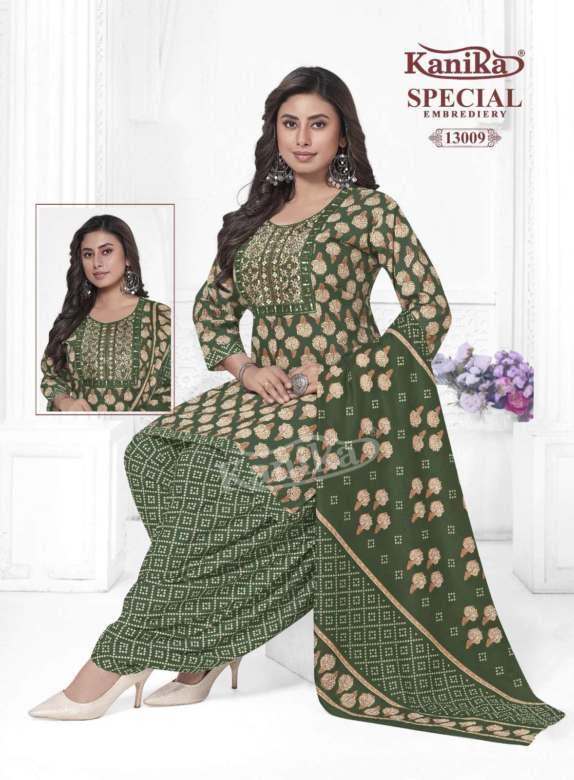 KANIKA SPECIAL EMBROIDERY VOL 13 COTTON PRINTED PATIYALA SUIT