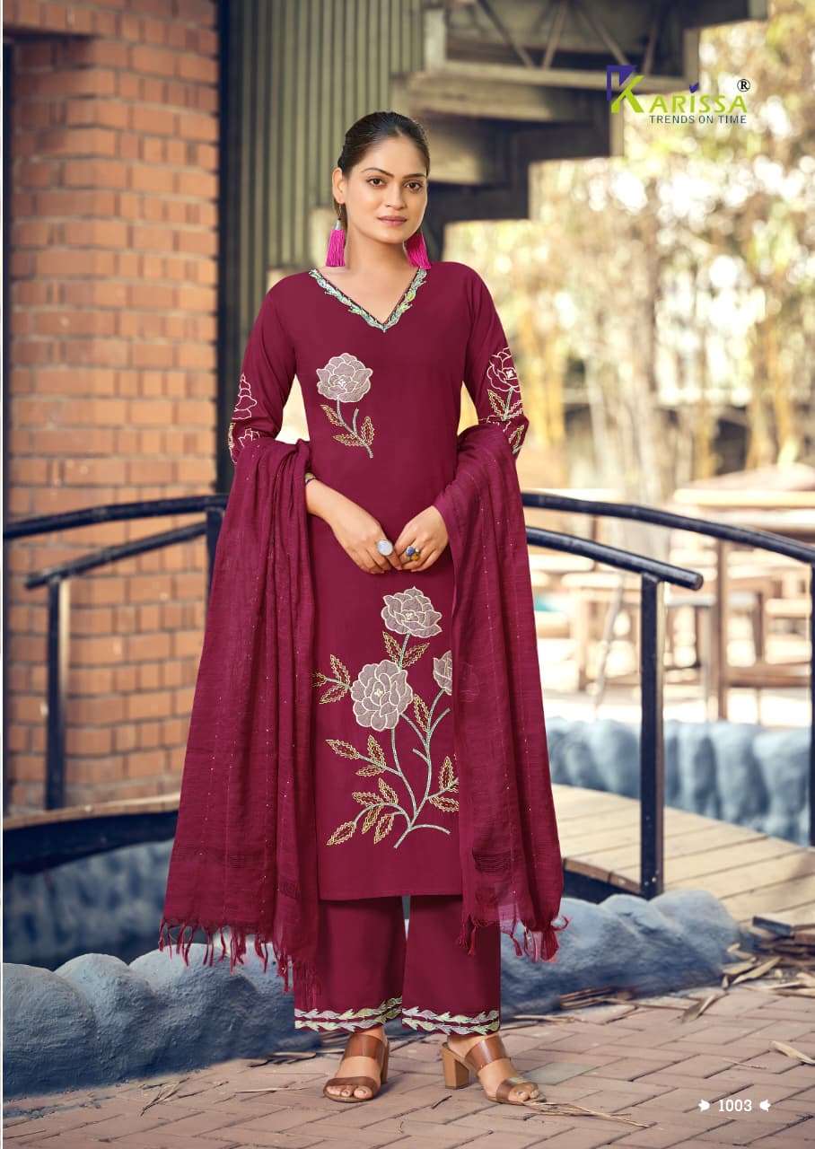 KARISSA GOPIKA COTTON FANCY EMBROIDERY WORK LADIES 3PCS SET COLLECTION 
