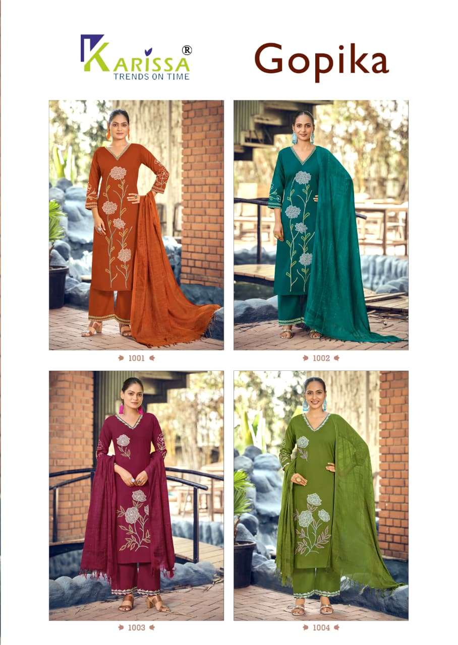 KARISSA GOPIKA COTTON FANCY EMBROIDERY WORK LADIES 3PCS SET COLLECTION 