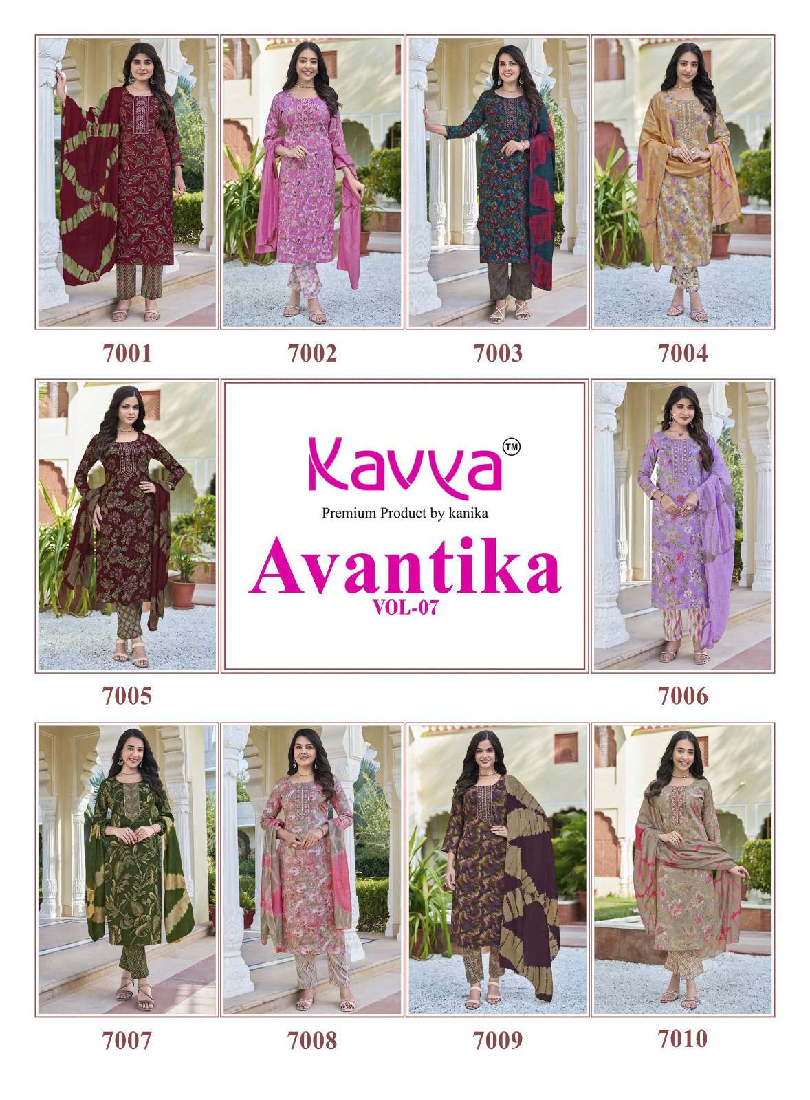 KAVYA AVANTIKA VOL 7 CAPSULE FOIL PRINT LADIES KURTI BOTTOM AND DUPATTA SET 