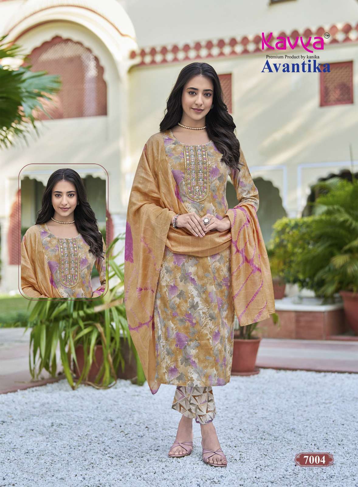 KAVYA AVANTIKA VOL 7 CAPSULE FOIL PRINT LADIES KURTI BOTTOM AND DUPATTA SET 