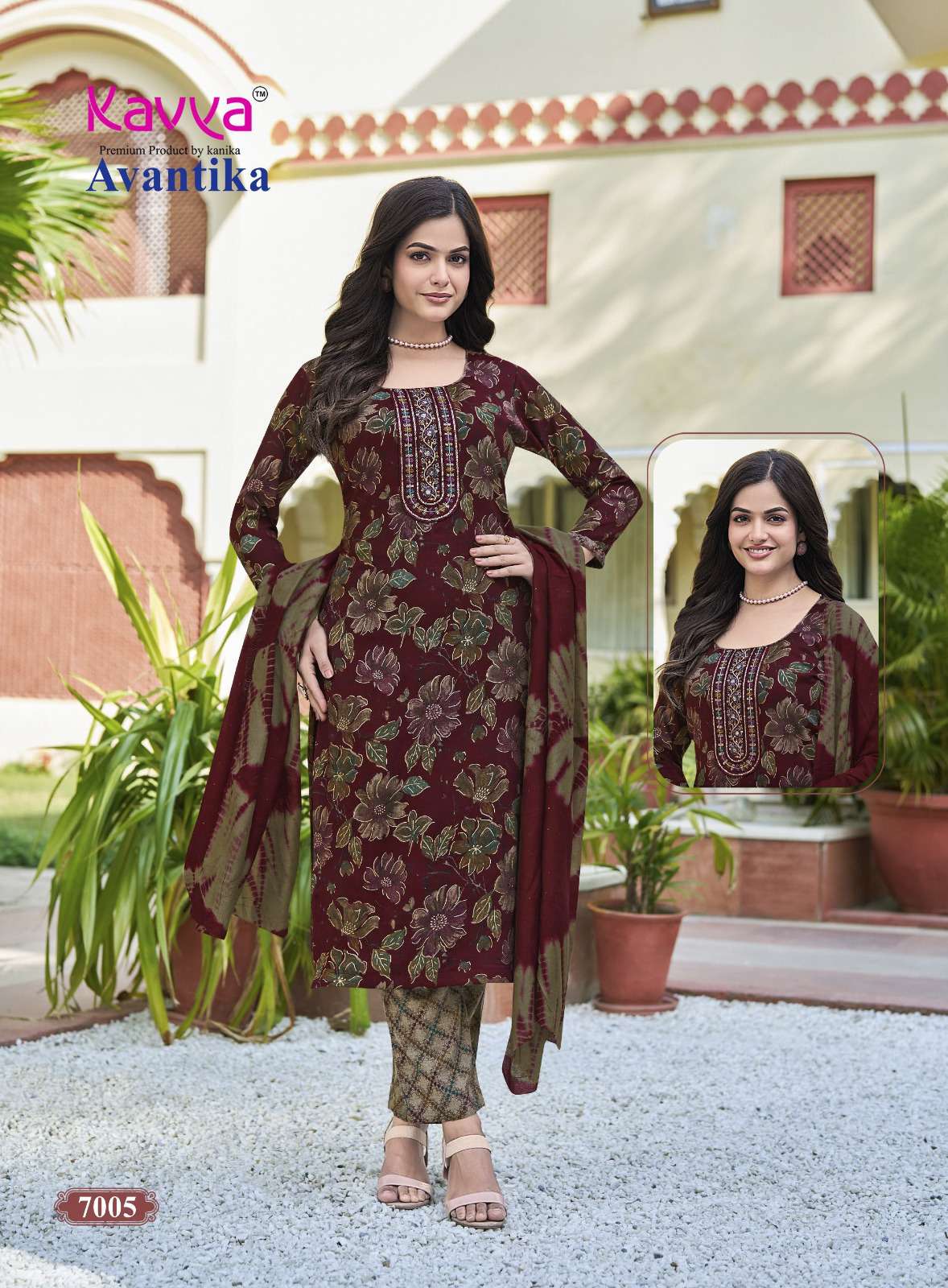 KAVYA AVANTIKA VOL 7 CAPSULE FOIL PRINT LADIES KURTI BOTTOM AND DUPATTA SET 
