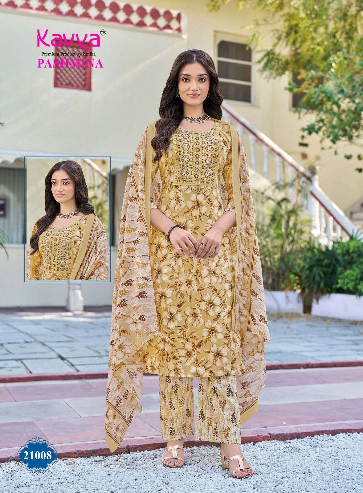 KAVYA PASHMINA VOL 21 COTTON PRINT LADIES KURTI BOTTOM AND DUPATTA SET 
