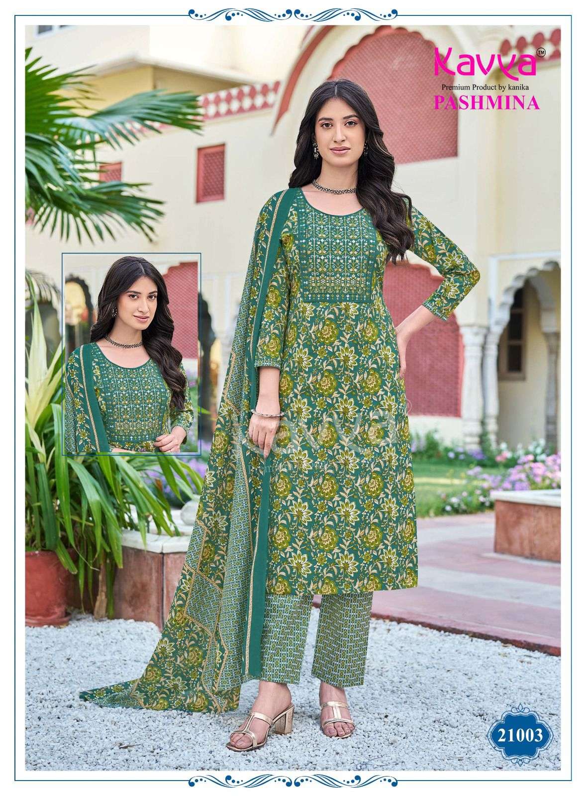 KAVYA PASHMINA VOL 21 COTTON PRINT LADIES KURTI BOTTOM AND DUPATTA SET 