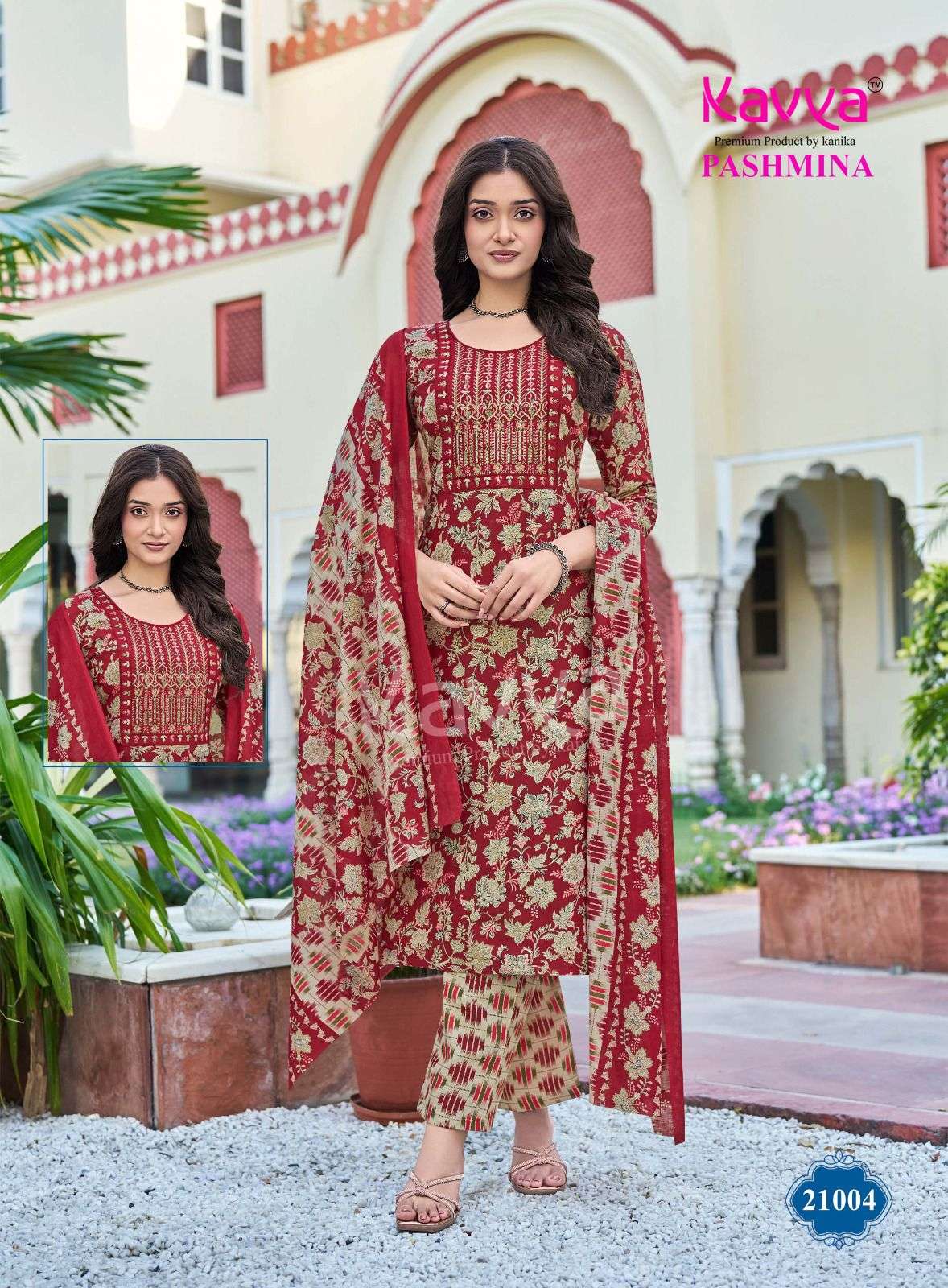 KAVYA PASHMINA VOL 21 COTTON PRINT LADIES KURTI BOTTOM AND DUPATTA SET 