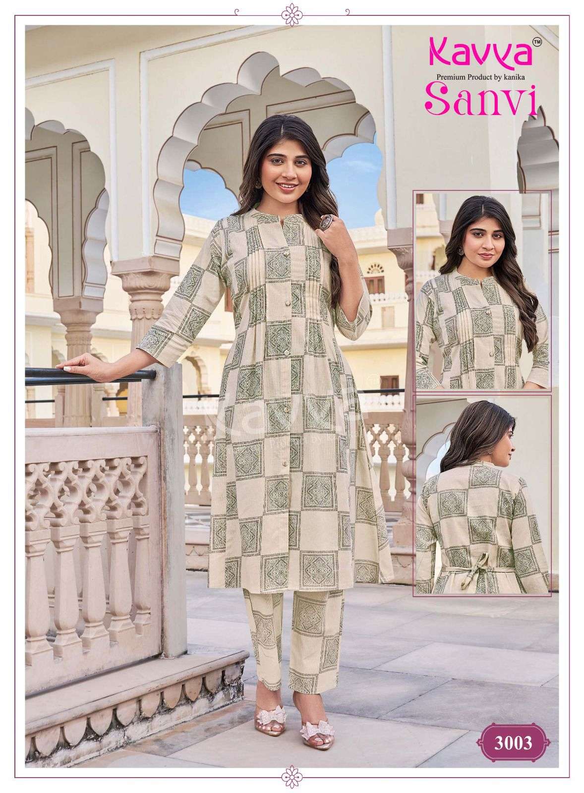 KAVYA SANVI VOL 3 COTTON PRINT A LINE STYLE KURTI WITH BOTTOM PAIR