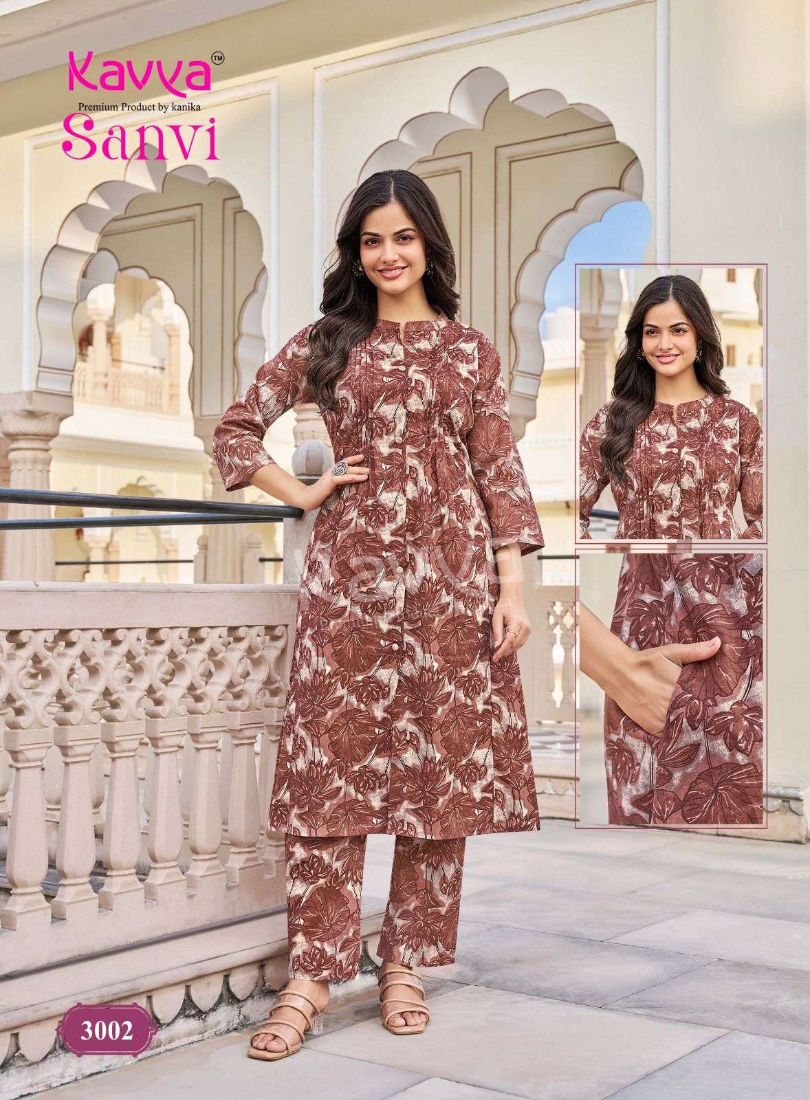 KAVYA SANVI VOL 3 COTTON PRINT A LINE STYLE KURTI WITH BOTTOM PAIR
