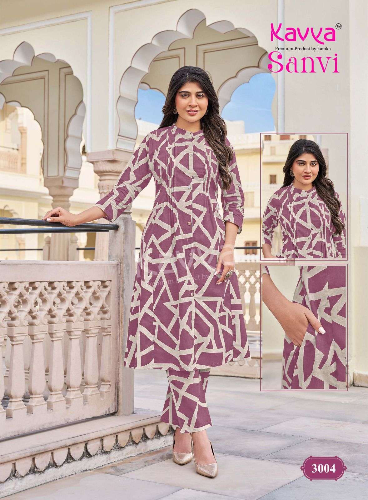 KAVYA SANVI VOL 3 COTTON PRINT A LINE STYLE KURTI WITH BOTTOM PAIR