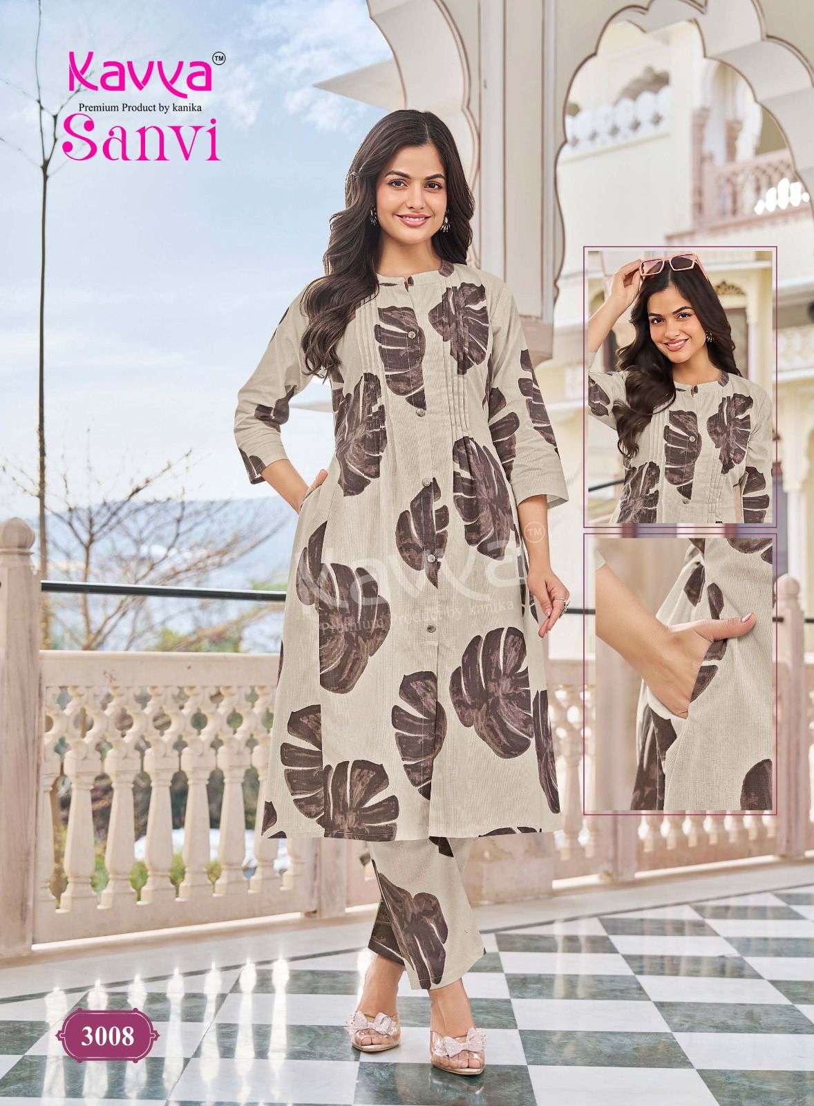 KAVYA SANVI VOL 3 COTTON PRINT A LINE STYLE KURTI WITH BOTTOM PAIR
