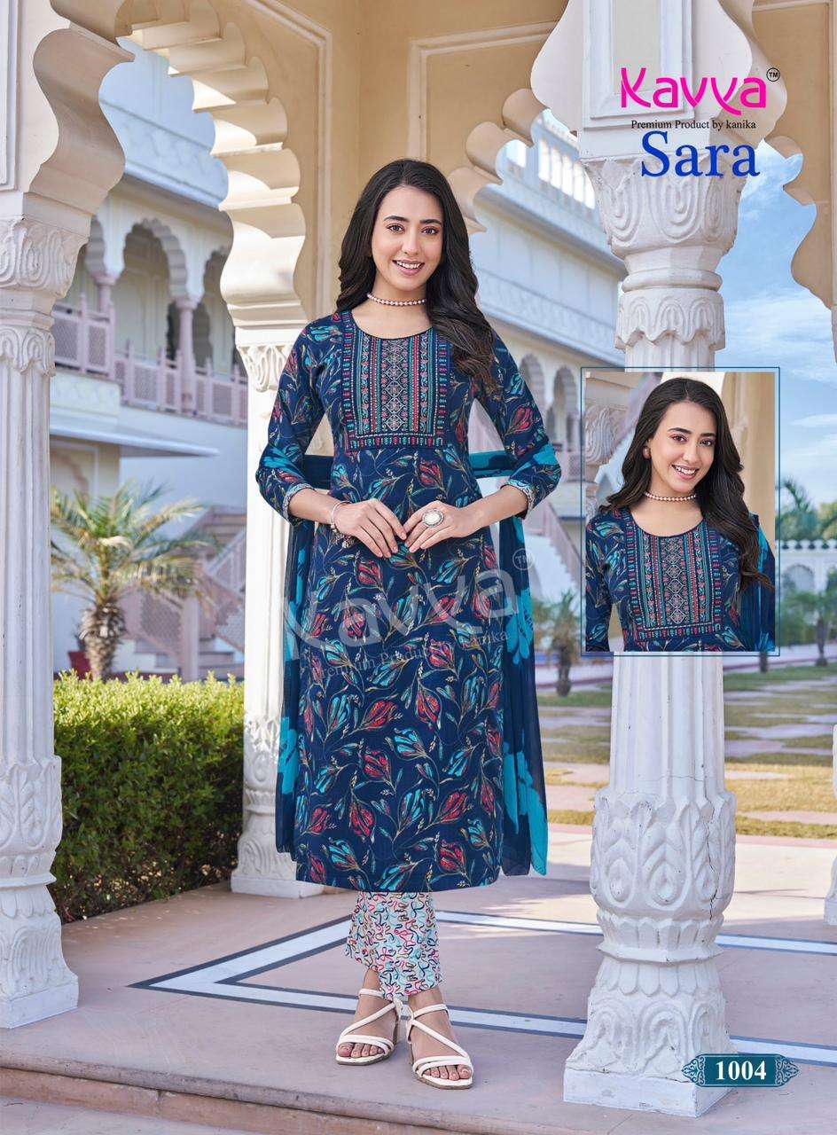 KAVYA SARA VOL 1 STRAIGHT STYLE KURTI WITH BOTTOM AND DUPATTA SET 