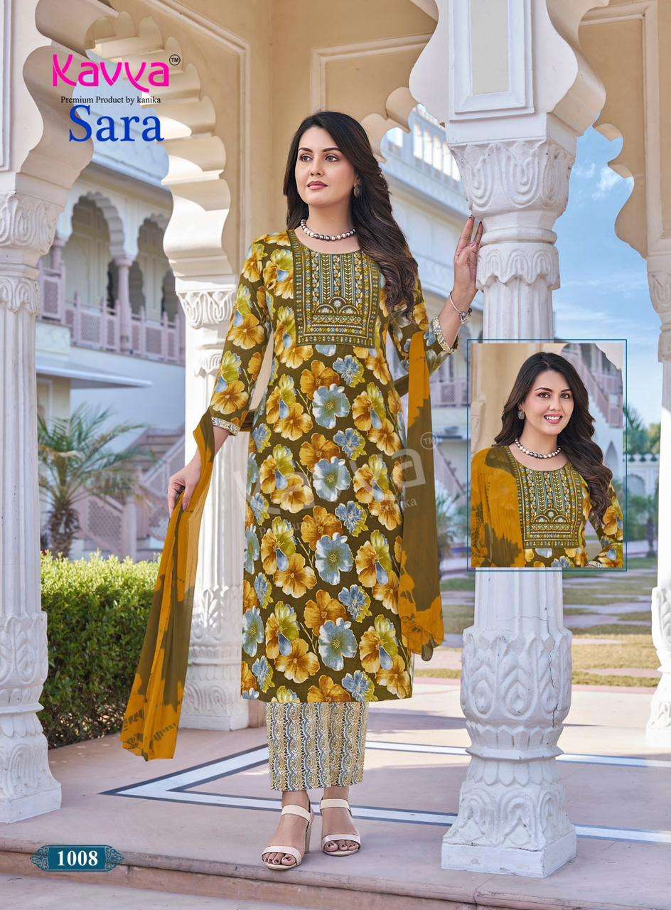 KAVYA SARA VOL 1 STRAIGHT STYLE KURTI WITH BOTTOM AND DUPATTA SET 