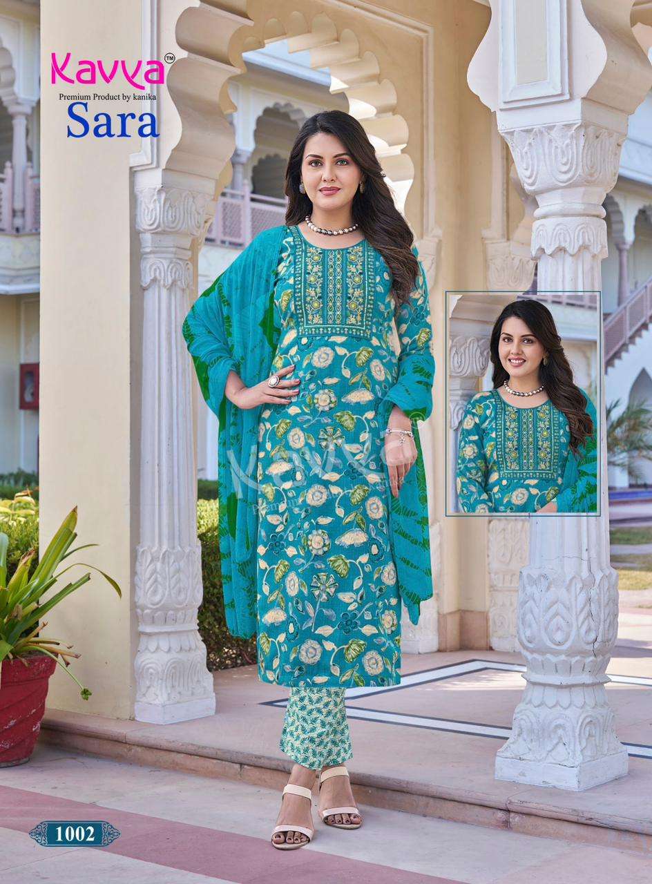 KAVYA SARA VOL 1 STRAIGHT STYLE KURTI WITH BOTTOM AND DUPATTA SET 