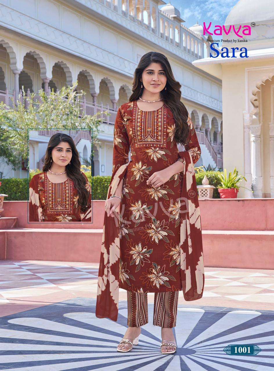 KAVYA SARA VOL 1 STRAIGHT STYLE KURTI WITH BOTTOM AND DUPATTA SET 
