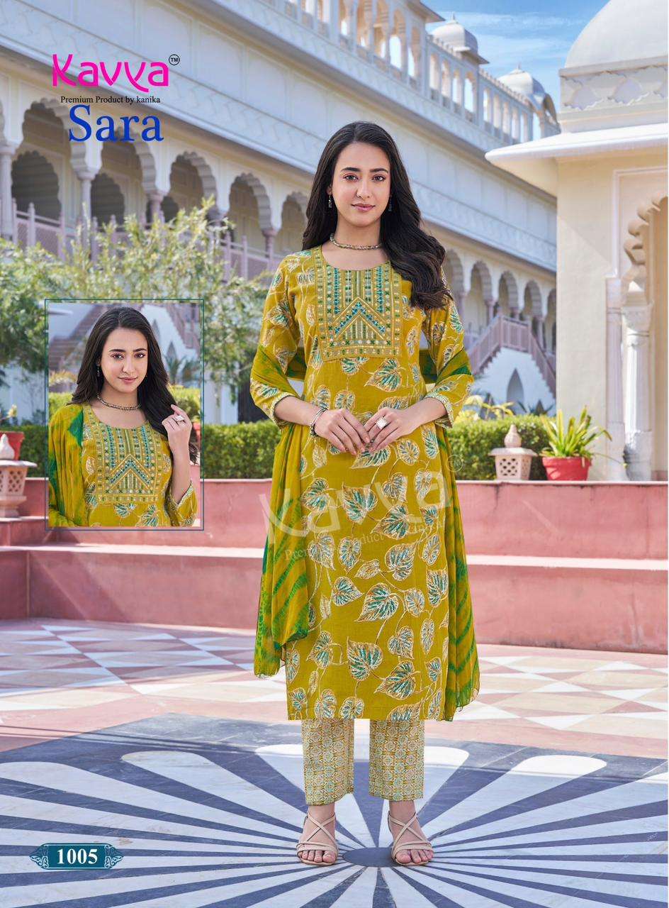KAVYA SARA VOL 1 STRAIGHT STYLE KURTI WITH BOTTOM AND DUPATTA SET 