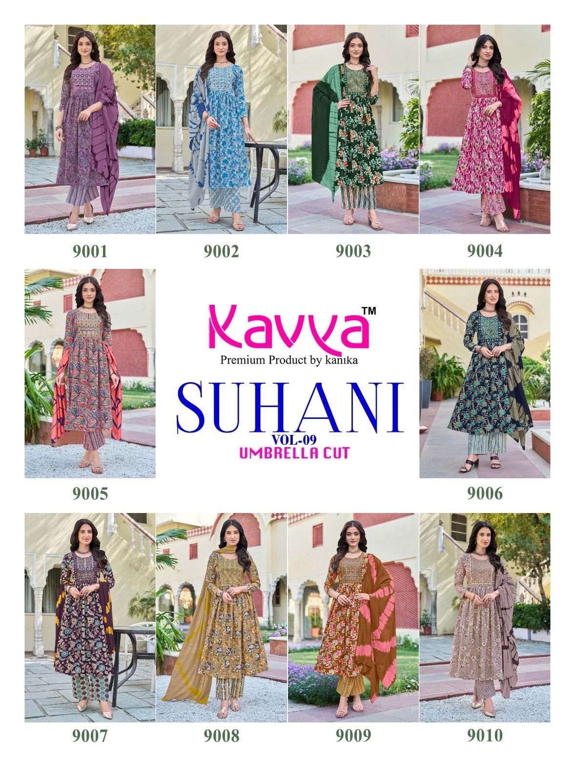 KAVYA SUHANI VOL 9 FANCY UMBRELLA CUT STYLE LADIES 3PCS SET COLLECTION 