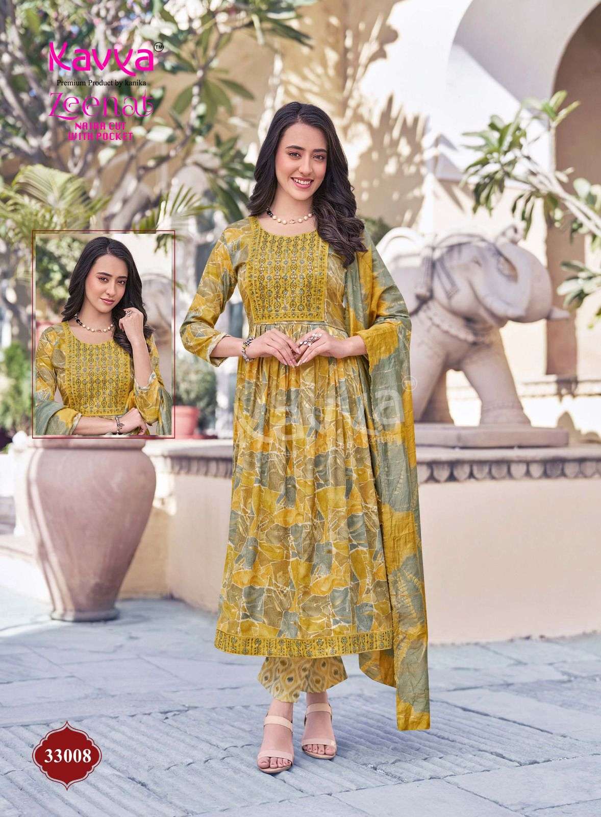 KAVYA ZEENAT VOL 33 NAIRA CUT PATTERN LADIES KURTI COMBO SET