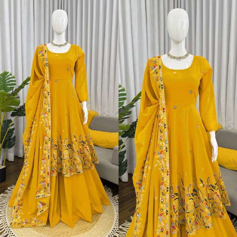 KD 1595 SILK HEAVY ELEGANT DESIGNER PARTY WEAR ANARKALI GOWN SUIT