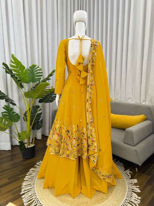 KD 1595 SILK HEAVY ELEGANT DESIGNER PARTY WEAR ANARKALI GOWN SUIT