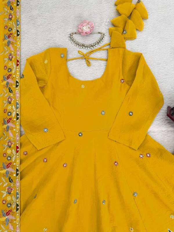KD 1595 SILK HEAVY ELEGANT DESIGNER PARTY WEAR ANARKALI GOWN SUIT