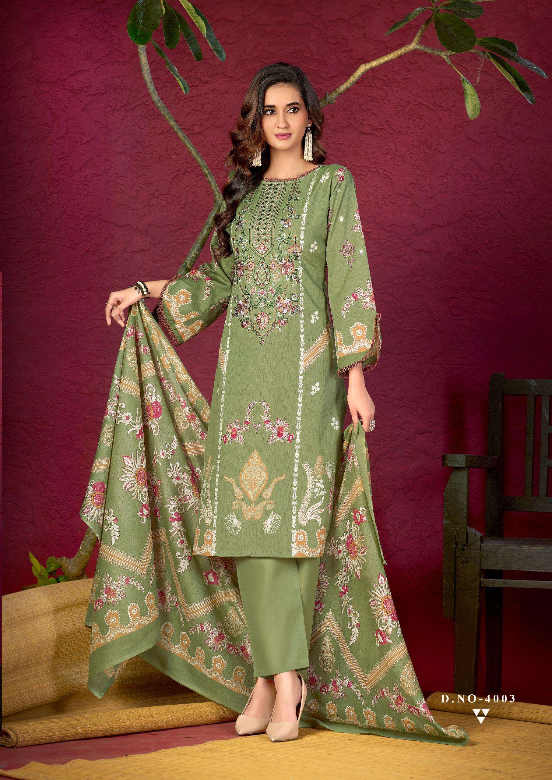 KEVAL FAB MIZAJ M PRINTS VOL 4 COTTON FANCY WORK SALWAR SUIT