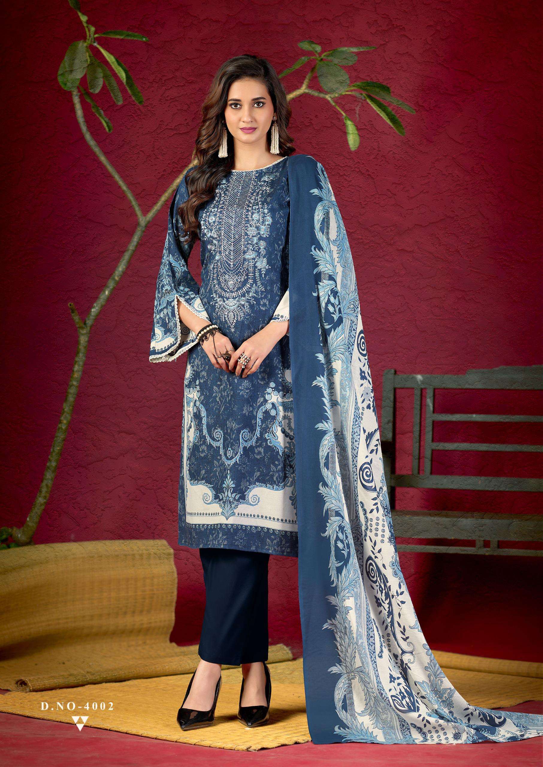KEVAL FAB MIZAJ M PRINTS VOL 4 COTTON FANCY WORK SALWAR SUIT