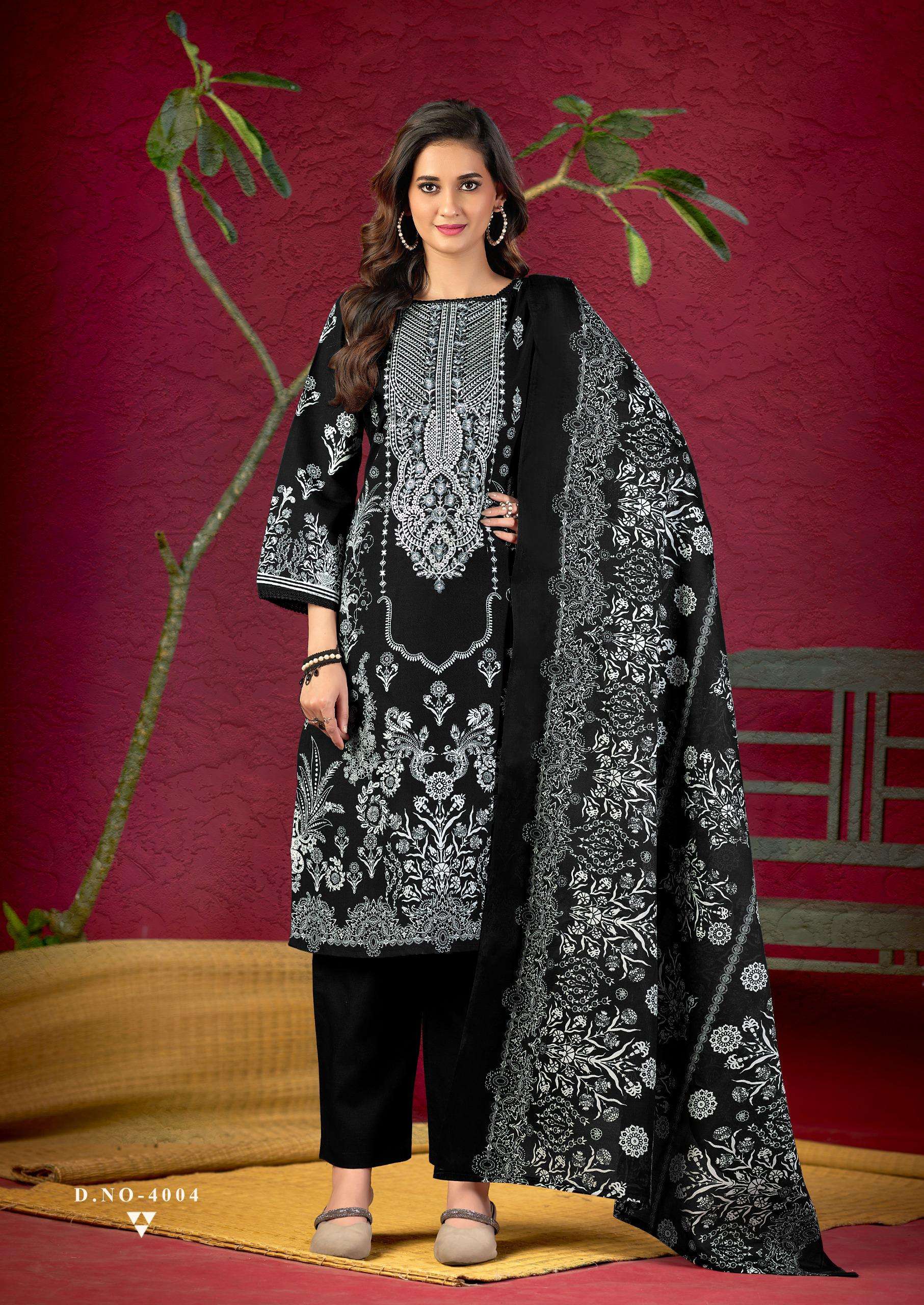 KEVAL FAB MIZAJ M PRINTS VOL 4 COTTON FANCY WORK SALWAR SUIT