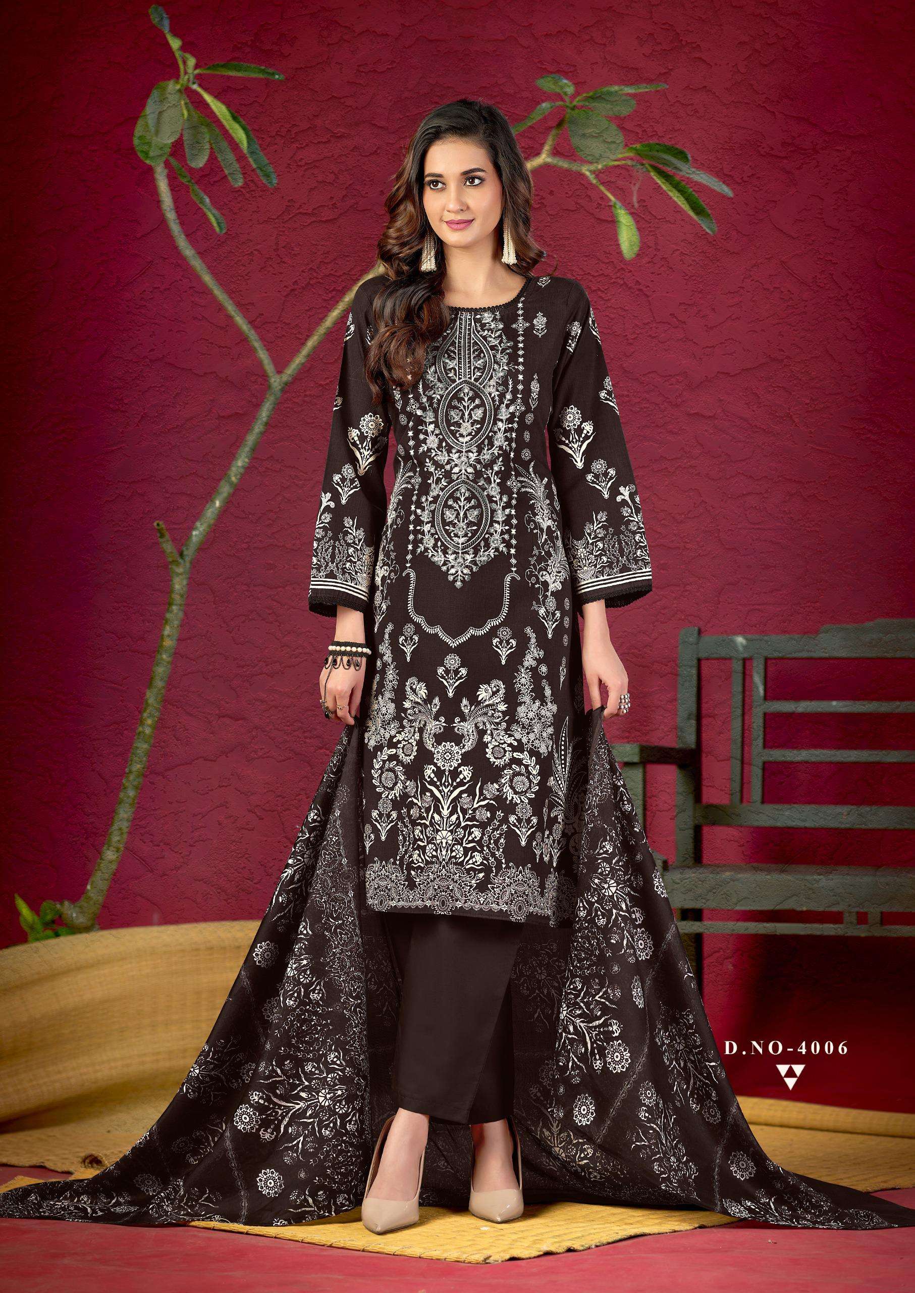KEVAL FAB MIZAJ M PRINTS VOL 4 COTTON FANCY WORK SALWAR SUIT