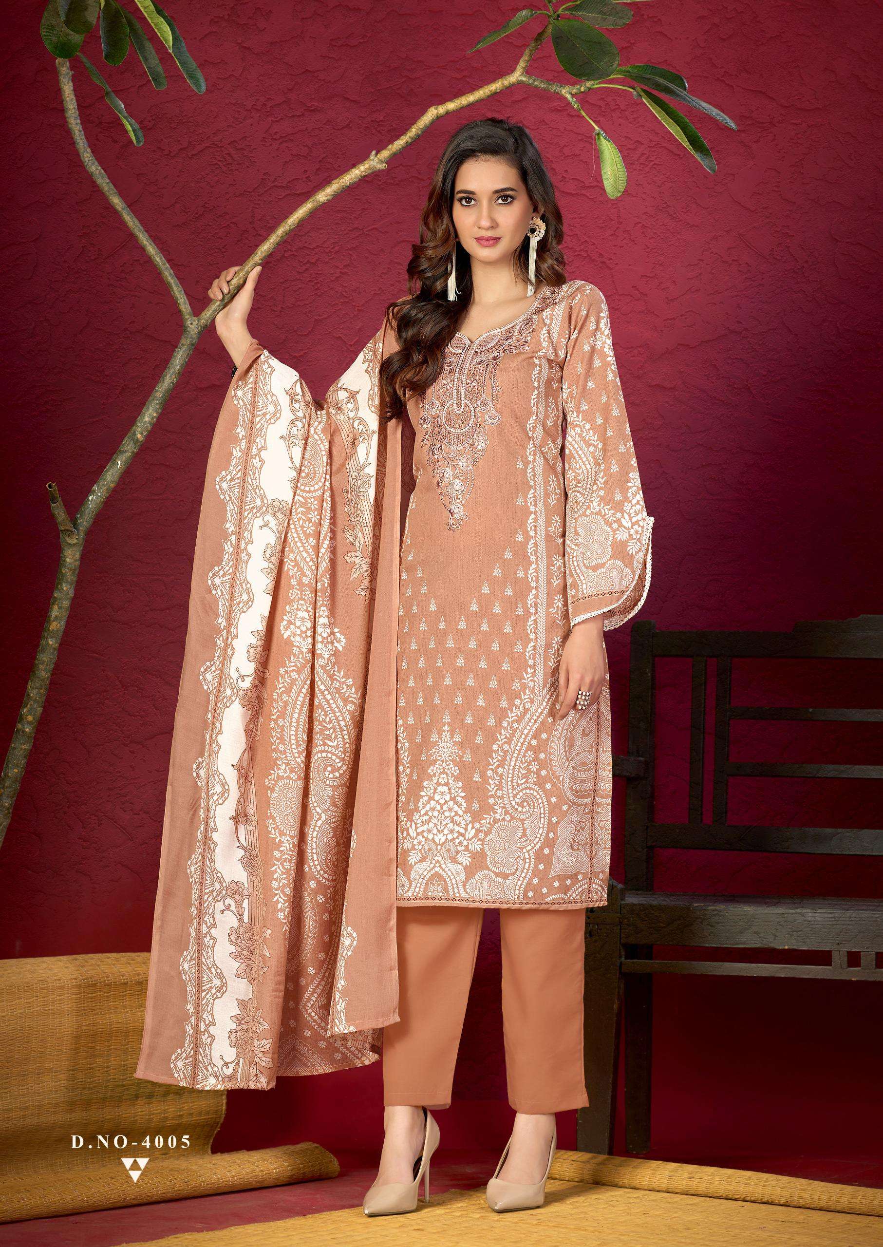 KEVAL FAB MIZAJ M PRINTS VOL 4 COTTON FANCY WORK SALWAR SUIT