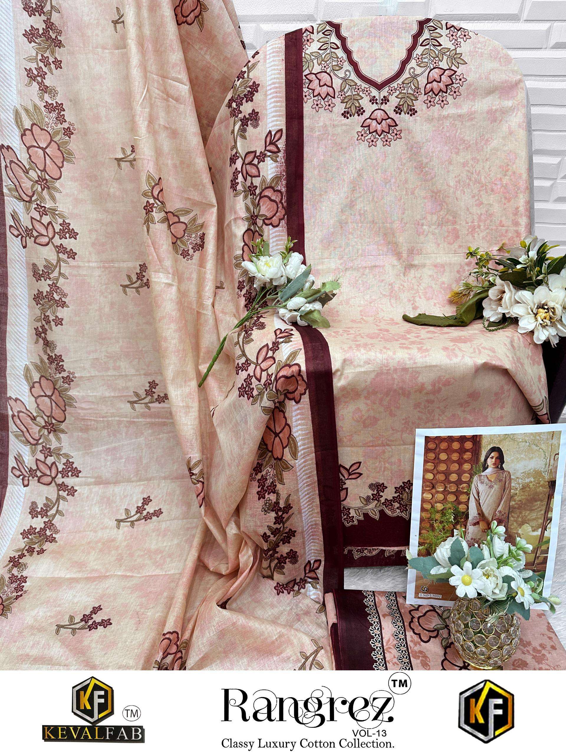 KEVAL FAB RANGREZ VOL 13 COTTON DIGITAL PRINTS SALWAR SUIT	