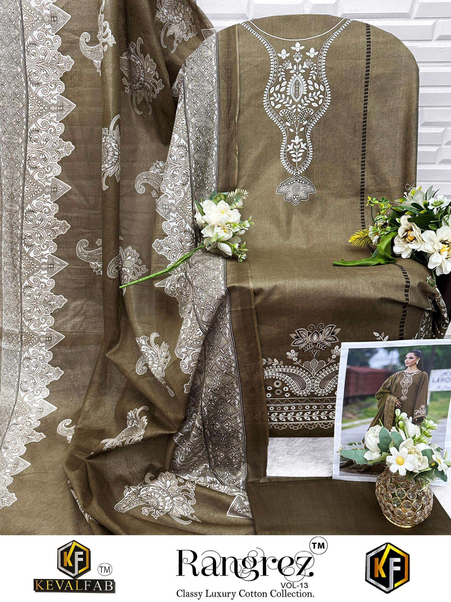 KEVAL FAB RANGREZ VOL 13 COTTON DIGITAL PRINTS SALWAR SUIT	