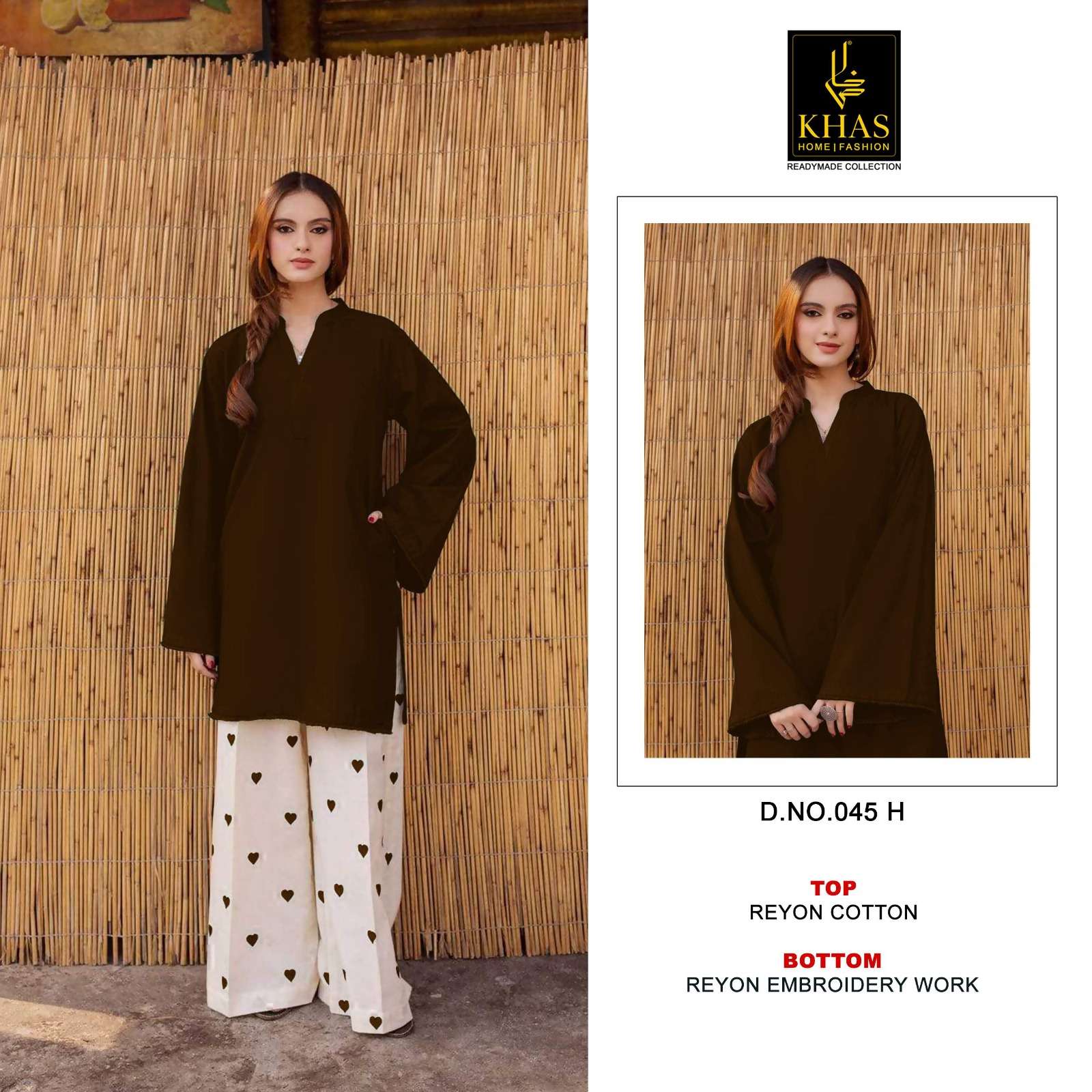 KHAS FASHION D NO 045 COTTON FANCY KURTI WITH BOTTOM PAIR 