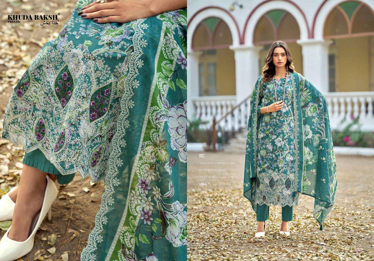 KHUDHA BAKSH PRINTS DASTAAN E JASHAN LAWN COTTON DIGITAL PRINT WITH FANCY WORK SUIT